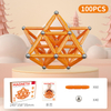 مجموعة 100pcs Magnetix Magnetic Building Set - لعبة البناء التعليمية ثلاثية الأبعاد الإبداعية للأطفال ، البرتقال والفضة