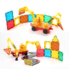 مجموعة Builder Magnetic 42pcs - لعبة ساق ذات طابع بناء مع البلاط المغناطيسي والمركبات وأرقام العمال للأطفال
