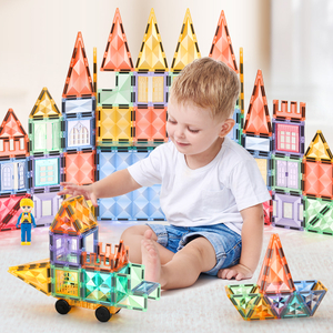 مجموعة البلاط المغناطيسي Starshine 100pc - لبنات بناء هندسية ثلاثية الأبعاد للبناء والتعلم الإبداعي للبناء والتعلم