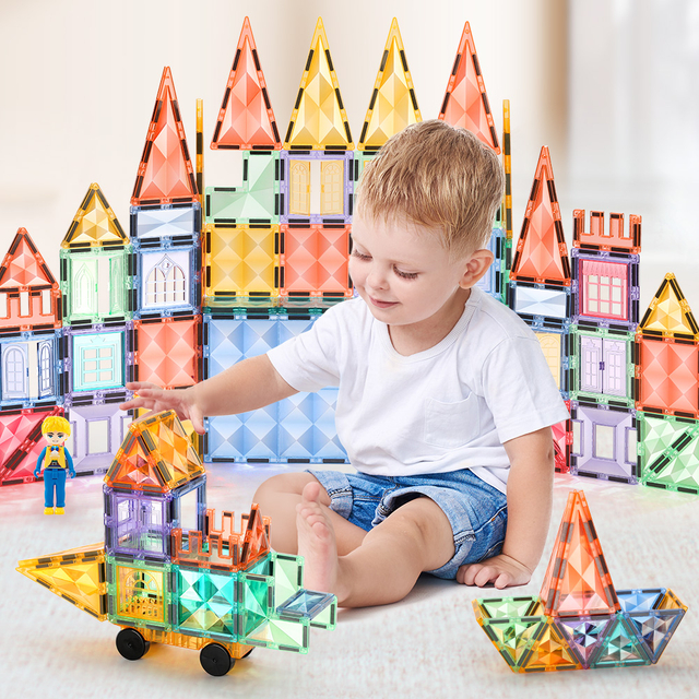مجموعة البلاط المغناطيسي Starshine 100pc - لبنات بناء هندسية ثلاثية الأبعاد للبناء والتعلم الإبداعي للبناء والتعلم