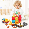 مجموعة Builder Magnetic 42pcs - لعبة ساق ذات طابع بناء مع البلاط المغناطيسي والمركبات وأرقام العمال للأطفال